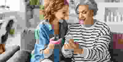 Happy members using digital